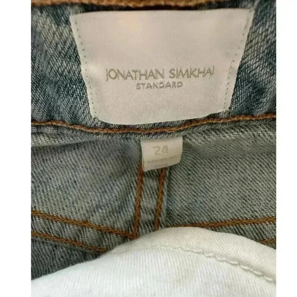 JONATHAN SIMKHAI STANDARD Luca Denim Shorts Distressed Crete Size 24 NEW NWT! - Picture 10 of 10